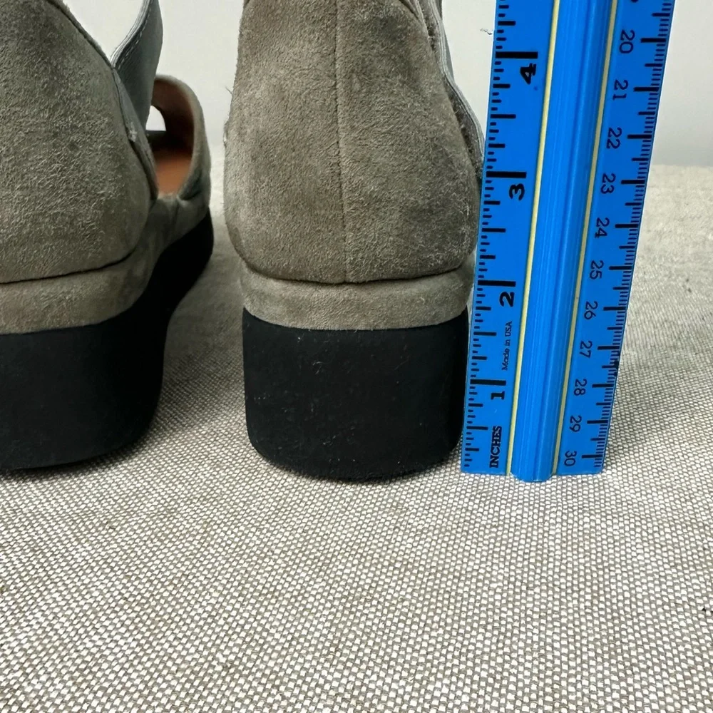 L'Amour Des Pieds Amadour Platform Sandal Gray Suede Peep Toe Size 9.5W Wide